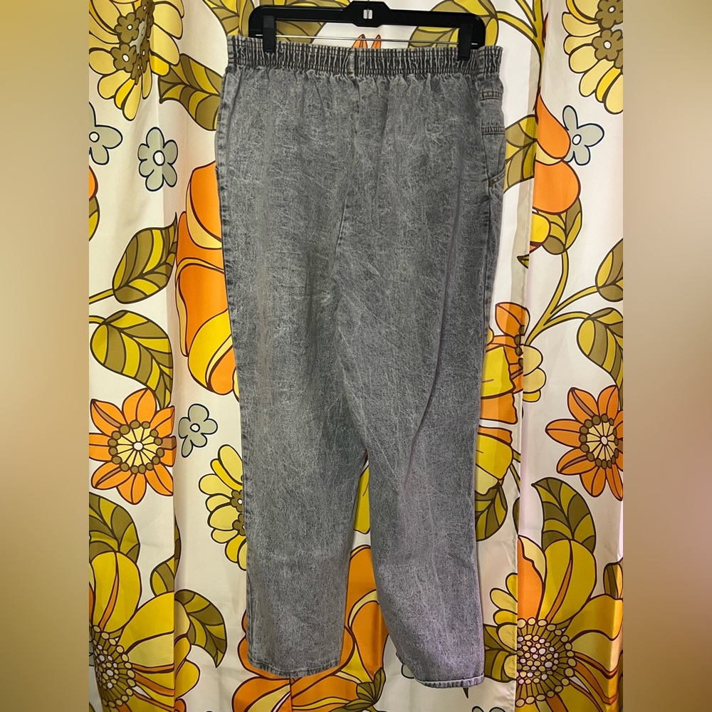 A54 Congo Traders Vintage 80's Elastic‎ Light Wash Denim Mom Jeans size 20w